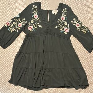 Embroidered Francescas Green Dress